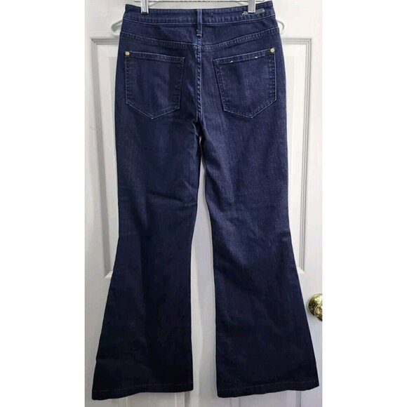 Pilcro & Letterpress Superscript Hi Rise Flare Leg Dark Wash Denim Jean 27 - Picture 2 of 13